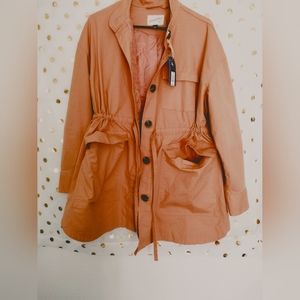 Universal thread,spring jacket, coral color , tie waist, button & zipclosure